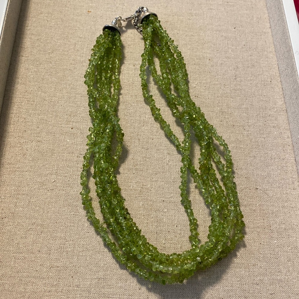 Multi strand Peridot necklace from Silpada Designs with sterling silver.